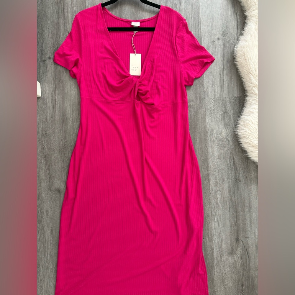 A New Day Pink Twist Front Midi Dress - Size XXL